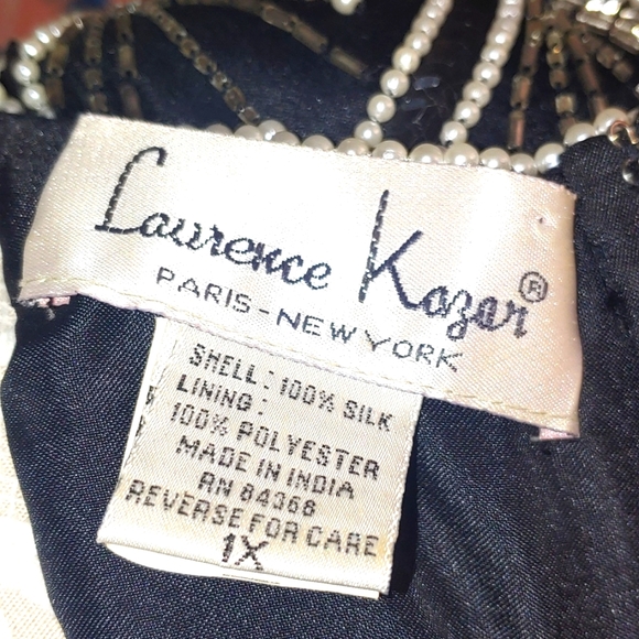 Laurence Kazar hand beaded,  100% Silk, sequin V shaped top Size 1X - Picture 3 of 16